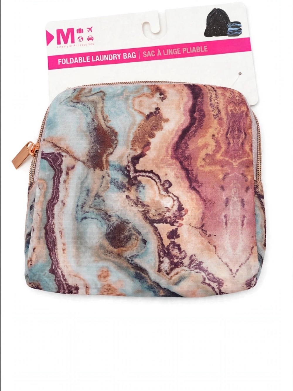 Foldable arble-Print Laundry Bag Pouch - ulticolor